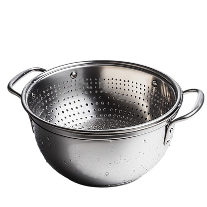 Pador Stainless Steel Colander and Mixing Bowl Set - 2-Piece Kitchen Strainer for Washing Fruit, Vegetables & Pasta - Micro-Perforated - Heavy Duty