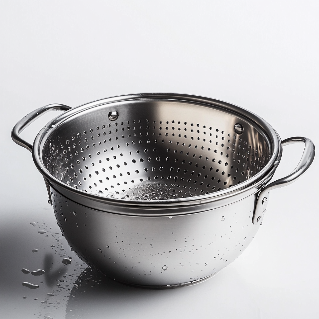 Pador Stainless Steel Colander and Mixing Bowl Set - 2-Piece Kitchen Strainer for Washing Fruit, Vegetables & Pasta - Micro-Perforated - Heavy Duty
