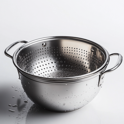 Pador Stainless Steel Colander and Mixing Bowl Set - 2-Piece Kitchen Strainer for Washing Fruit, Vegetables & Pasta - Micro-Perforated - Heavy Duty