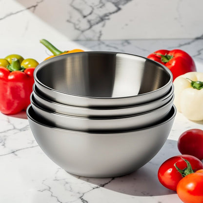 Pador Premium 304 Stainless Steel Mixing Bowls - Set of 5 Nesting Storage Bowls for Cooking, Baking & Meal Prep - Stackable & Dishwasher Safe